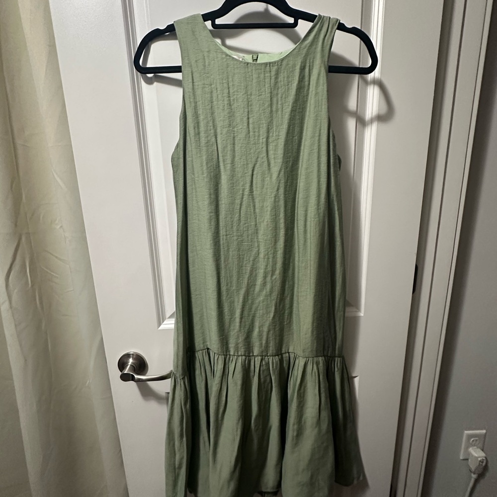 Sleeveless Cotton Tiered Green Dress